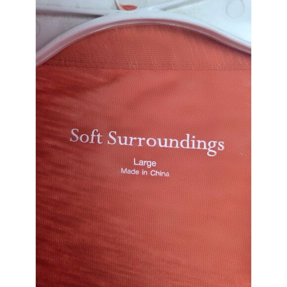 NWT Soft Surroundings "Danielle" Apricot Brown Button Down 100% Cotton Top Large - Picture 4 of 8